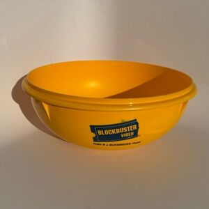 Popcorn Bowl Blockbuster Video Yellow Vintage 13" x 5" Movie Rentals 80s 90s